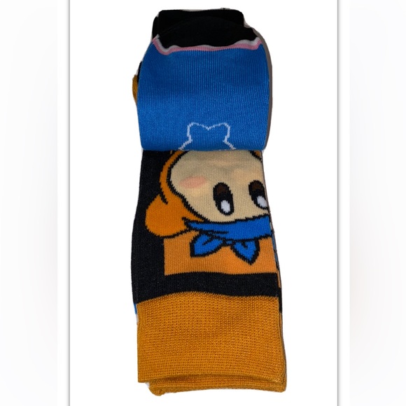 Kirby Waddle Dee Crew Socks 2 Pair Men 8-12 Blue Black Bandana Game Boy 8Bit NEW - Picture 8 of 11